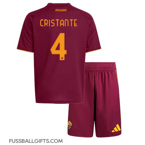 AS Roma Bryan Cristante #4 Fußballbekleidung Heimtrikot Kinder 2025-26 Kurzarm (+ kurze hosen)